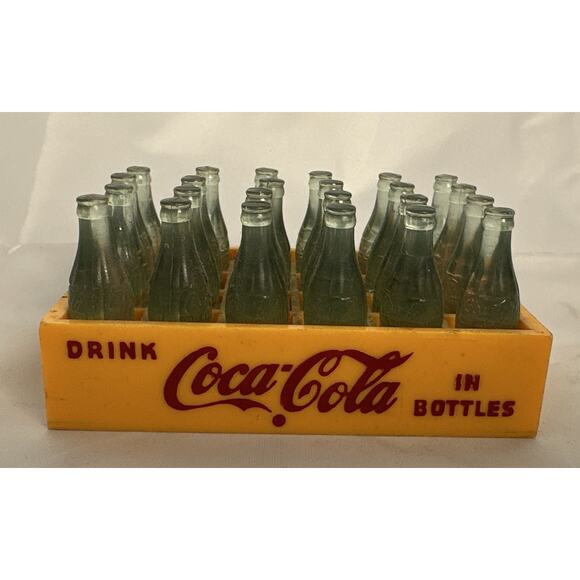 Vintage Miniature Coca Cola Plastic Yellow Case with 24 Bottles Mint Condition - Picture 1 of 7
